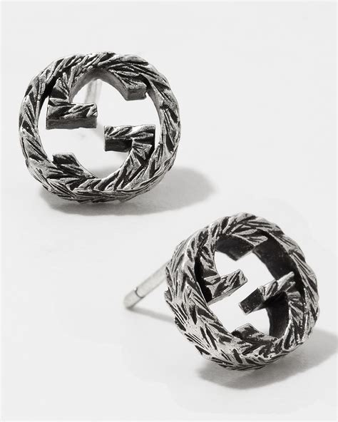 gucci interlocking g stud silver earrings|gucci silver dangling earrings.